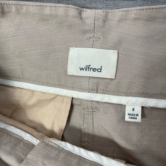 Aritzia Wilfred Marne Cairo Beige High Waisted Tie Front Paperbag Linen Shorts 8 - Picture 10 of 16